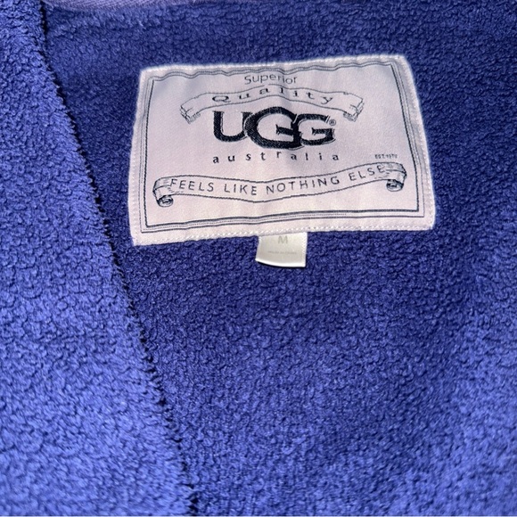 UGG Robe Womens Medium Blue Fleece Lined Belted Cozy Lounge Bathrobe - Picture 2 of 13